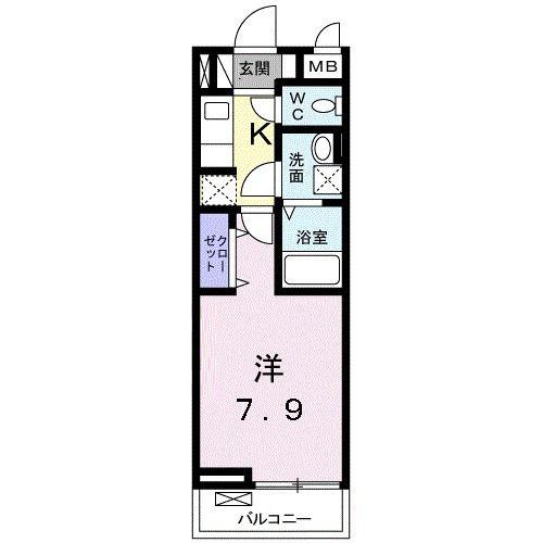 ラウレア・ハレ(1K/2階)の間取り写真