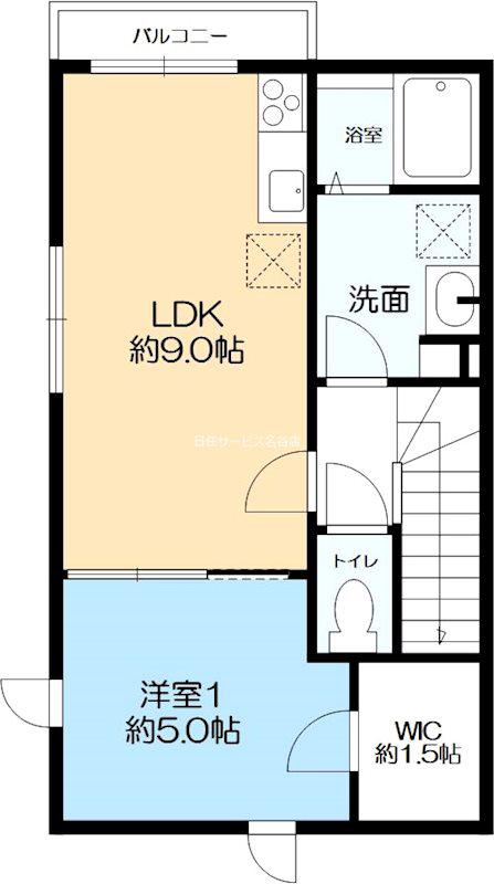 BLEUET(1LDK/2階)の間取り写真