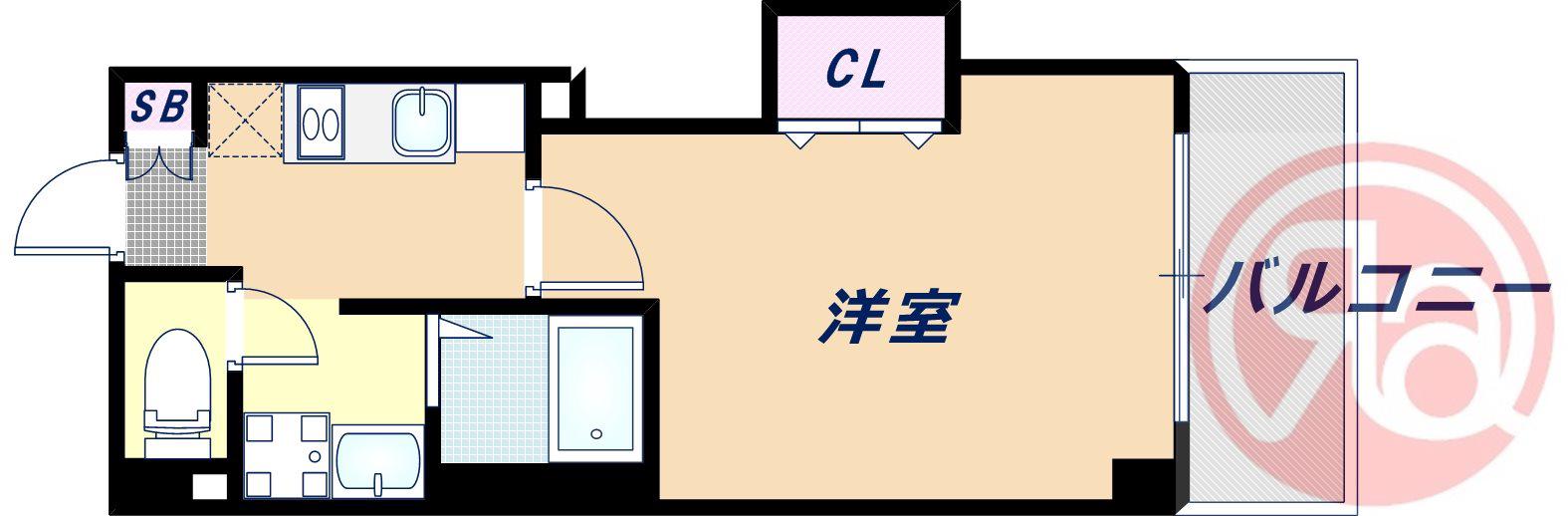 みおつくし桑津(1K/3階)の間取り写真