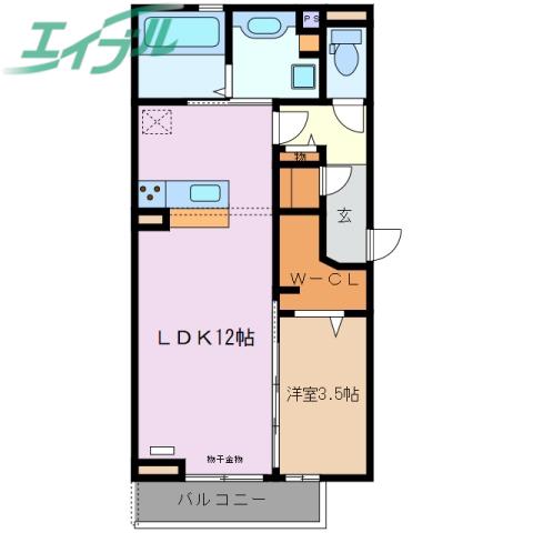 アンファン ナッツ(1LDK/1階)の間取り写真