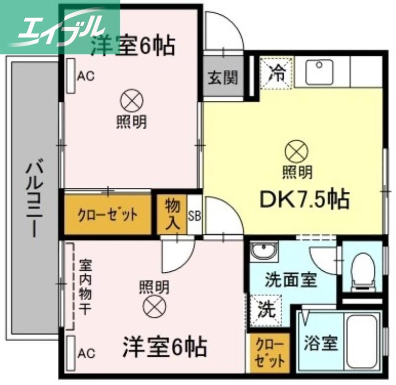 シンフォニー12(2DK/2階)の間取り写真