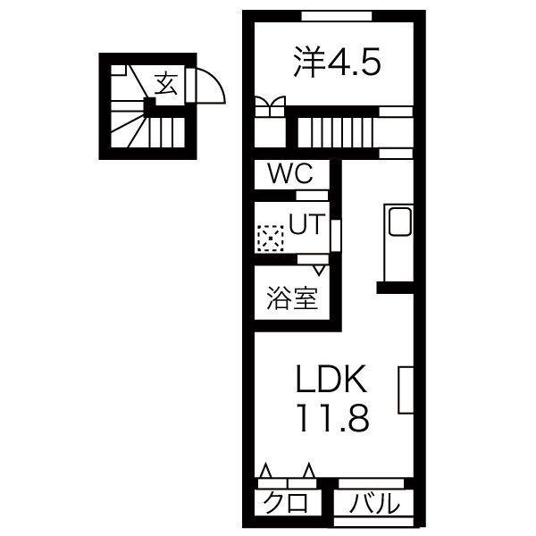 ラークシャルマンA棟(1LDK/2階)の間取り写真