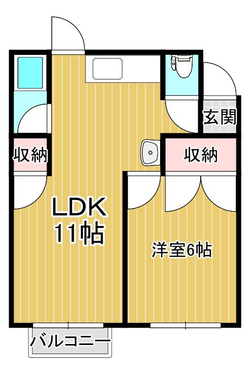アイリス南開(1LDK/1階)の間取り写真