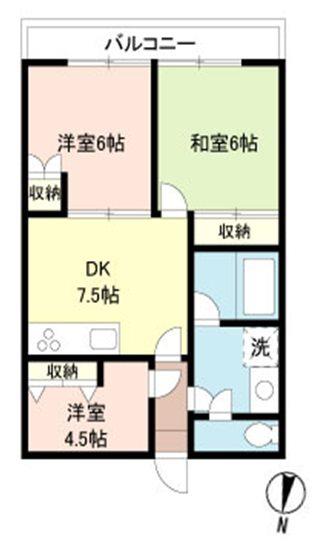 ライオンズマンション東川口第5(3DK/4階)の間取り写真