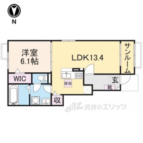 モンド カロレⅡ(1LDK/1階)の間取り写真
