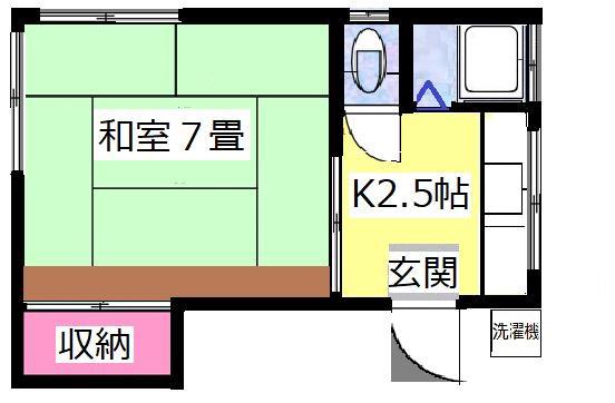 桜荘(1K/2階)の間取り写真