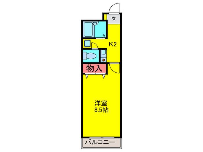 KS上町(1K/4階)の間取り写真