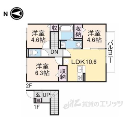ソレイユかつらぎ(3LDK/2階)の間取り写真