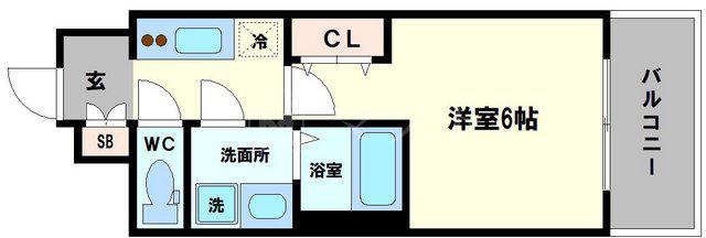 LC難波クレア(1K/11階)の間取り写真