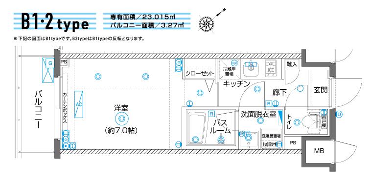 ZOOM横濱イースト(1K/7階)の間取り写真