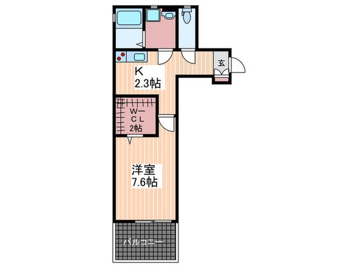 ヴィラージュ駅前(1K/2階)の間取り写真
