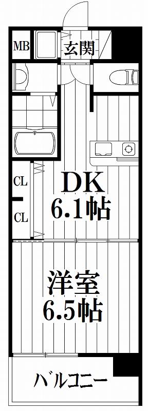 ジャルダン学研住道(1DK/7階)の間取り写真