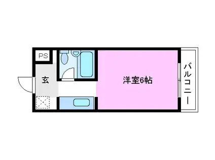 ヴィラフォンテーヌ(1K/2階)の間取り写真