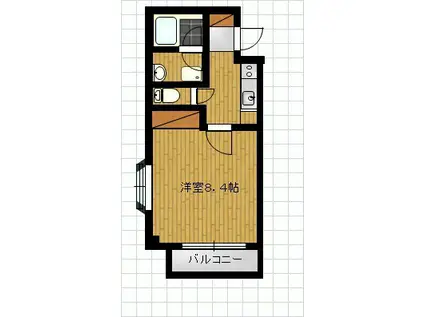 クレセールV(1K/2階)の間取り写真