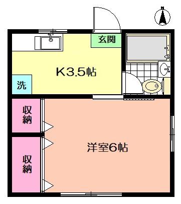 新川アパート(1K/2階)の間取り写真