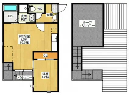GRANDTIC宇品東(1LDK/2階)の間取り写真