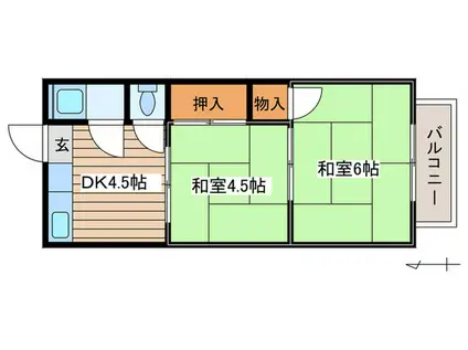 コーポ市丘(2DK/2階)の間取り写真