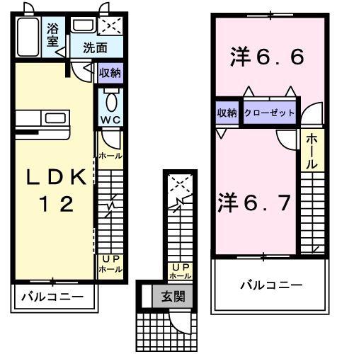 マリアージュ・ドゥ(2LDK/2階)の間取り写真