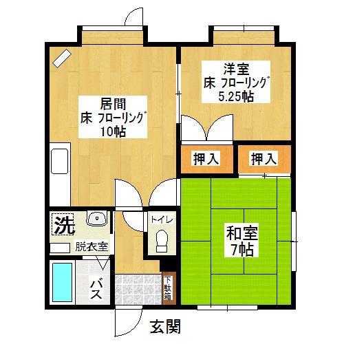 メゾンヌフ(2DK/1階)の間取り写真
