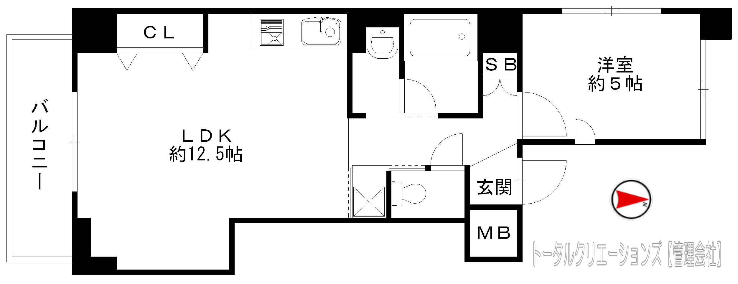 エルブ南船場(1LDK/8階)の間取り写真