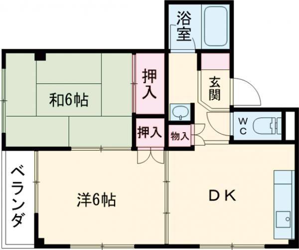 ヴェルファーレ(2DK/2階)の間取り写真