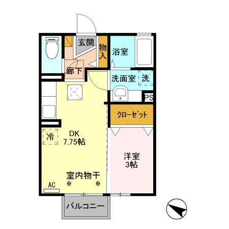 アマランス(1DK/1階)の間取り写真
