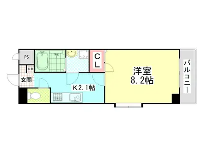 ルミエール八尾II(1K/6階)の間取り写真