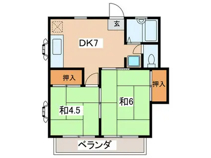 タチバナハイツB(2DK/2階)の間取り写真