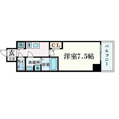 プレサンス梅田東ベータ(1K/14階)の間取り写真