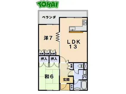 グリンビーハイツ(2LDK/2階)の間取り写真