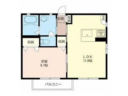 グレースK(1LDK/2階)の間取り写真