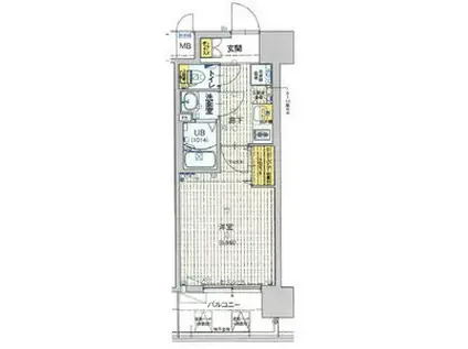 フォーリアライズ弁天町クロス(1K/12階)の間取り写真