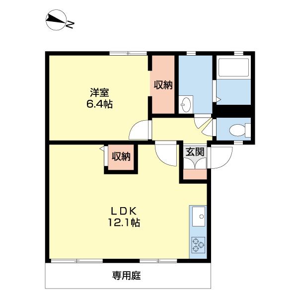 フレグランス吹上(1LDK/1階)の間取り写真