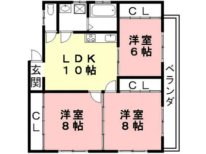 小栗ビル(3LDK/3階)の間取り写真