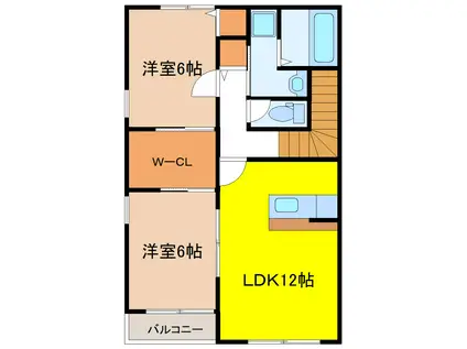 シュエット(2LDK/2階)の間取り写真