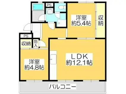 ヴィラナリー屋島(2LDK/5階)の間取り写真