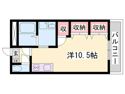 リバーサイドビレッジ(ワンルーム/2階)の間取り写真