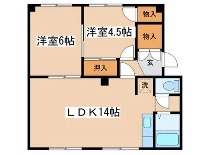 富士見マンション(2LDK/2階)の間取り写真