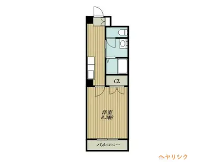 地下鉄東山線 一社駅 徒歩2分 9階建 築25年(1DK/5階)の間取り写真