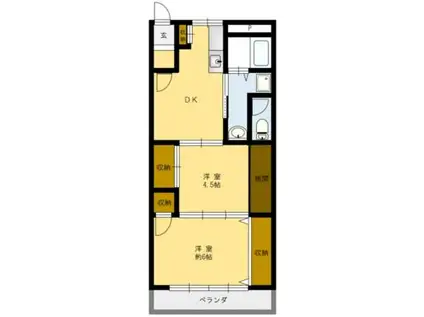 ライフステージ広瀬 京田I(2DK/3階)の間取り写真