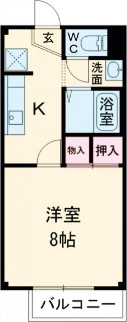 宮司サンシャインIII(1K/2階)の間取り写真
