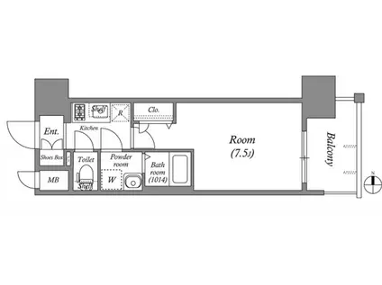ファーストフィオーレ長田グランディール(1K/2階)の間取り写真