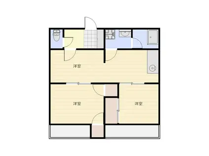 リゾンデ(3DK/2階)の間取り写真