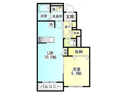 VILLA KAKIHI 宮ノ上(1LDK/1階)の間取り写真