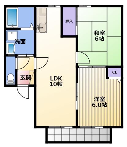 レイエステート(2LDK/2階)の間取り写真