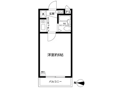 ルーブル多摩川(1K/1階)の間取り写真