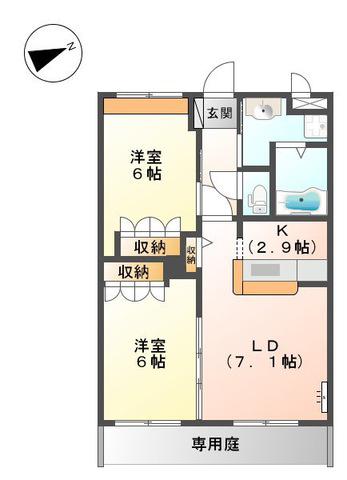 カサフェンテ(2LDK/1階)の間取り写真