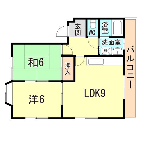 サンライト甲風園(2LDK/1階)の間取り写真