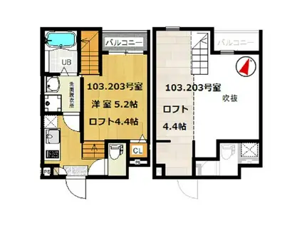 パティシム(1K/2階)の間取り写真