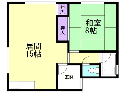 河波コーポ(1LDK/2階)の間取り写真